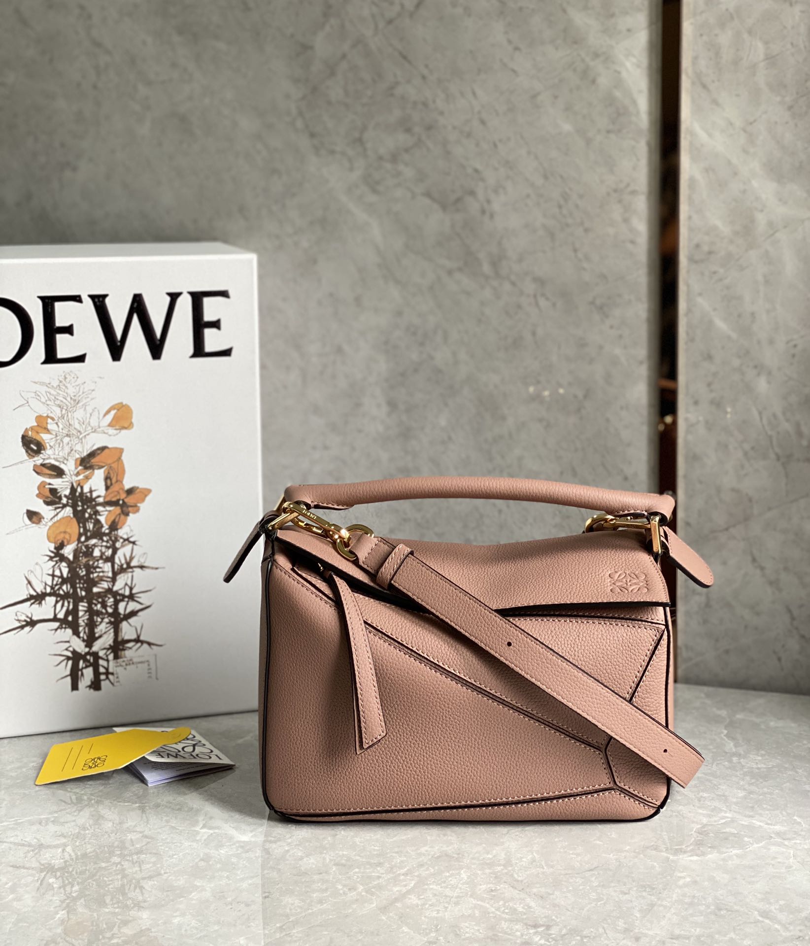 L0ew* Small Puzzle Bag Pink/Grey/Brown/Blue For Women 9.4in / 24cm