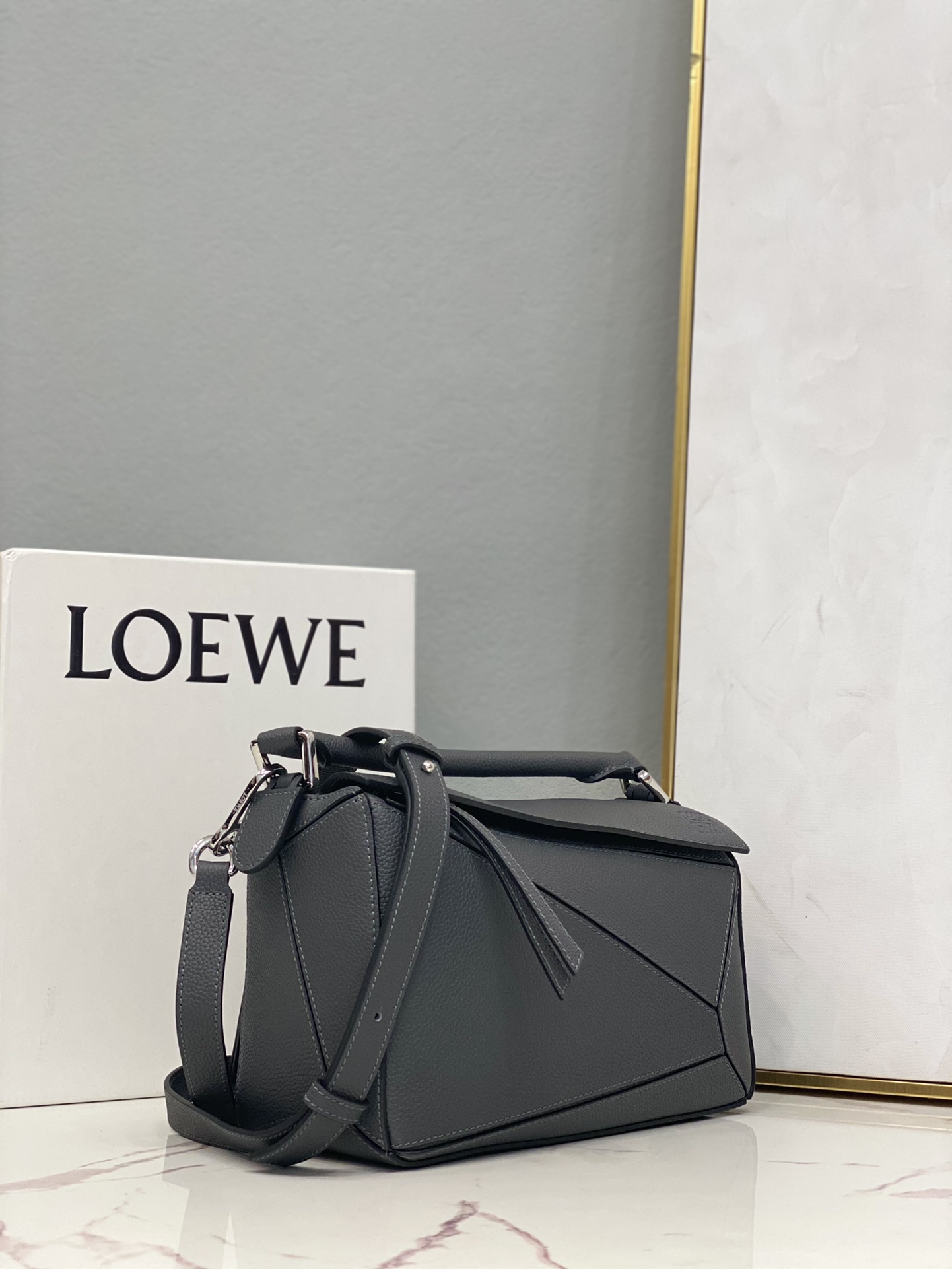 L0ew* Small Puzzle Bag Pink/Grey/Brown/Blue For Women 9.4in / 24cm