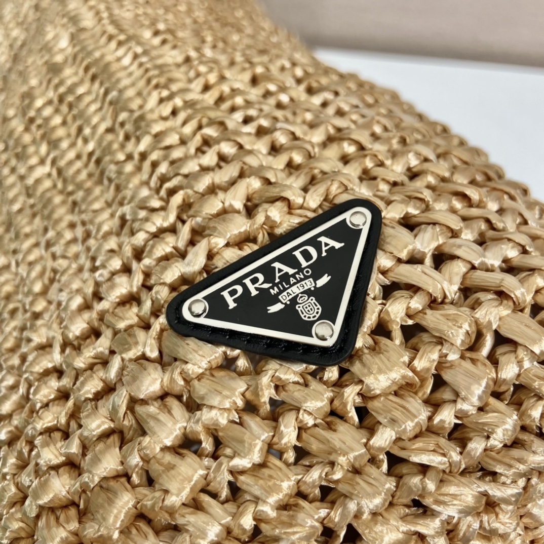 Pra*a Raffia Tote Bag Beige For Women, Women’s Bags 18.5in/47cm