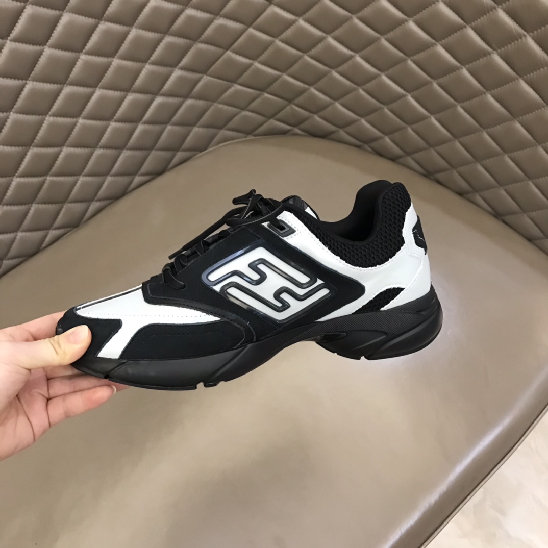 F**di FD Faster Trainers Sneakers Black And White For Men