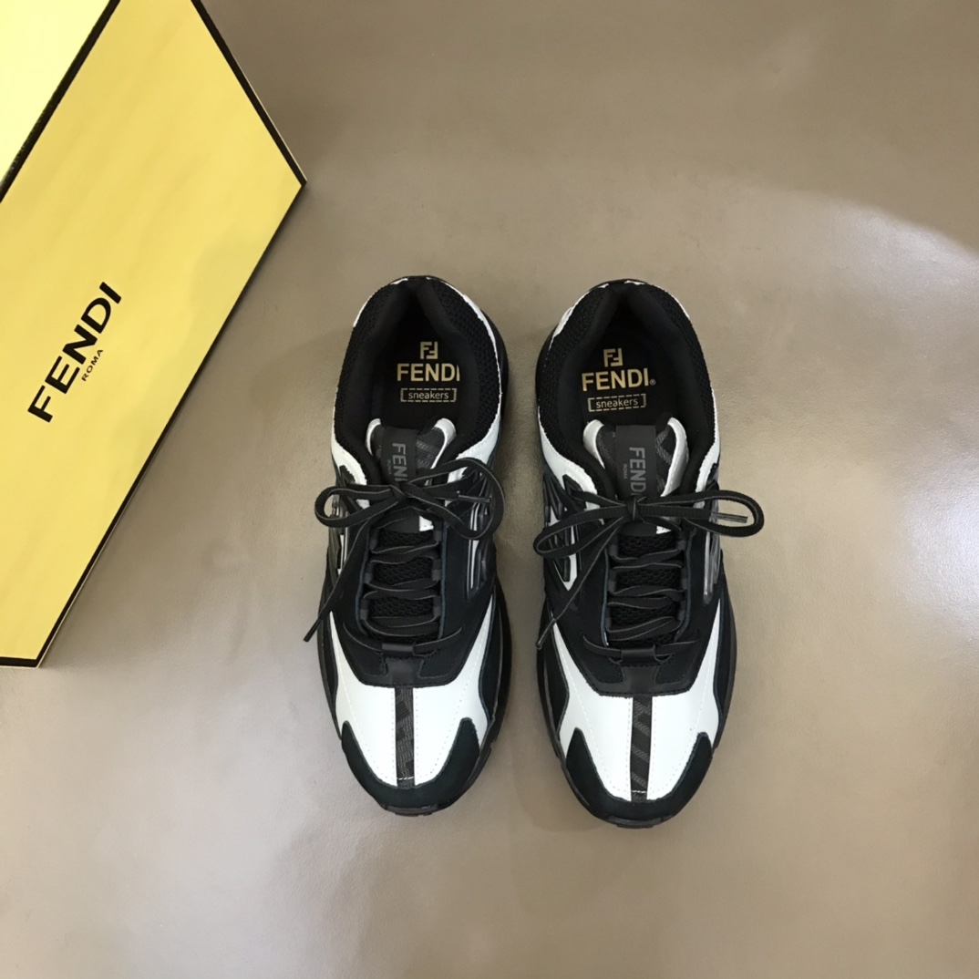 F**di FD Faster Trainers Sneakers Black And White For Men
