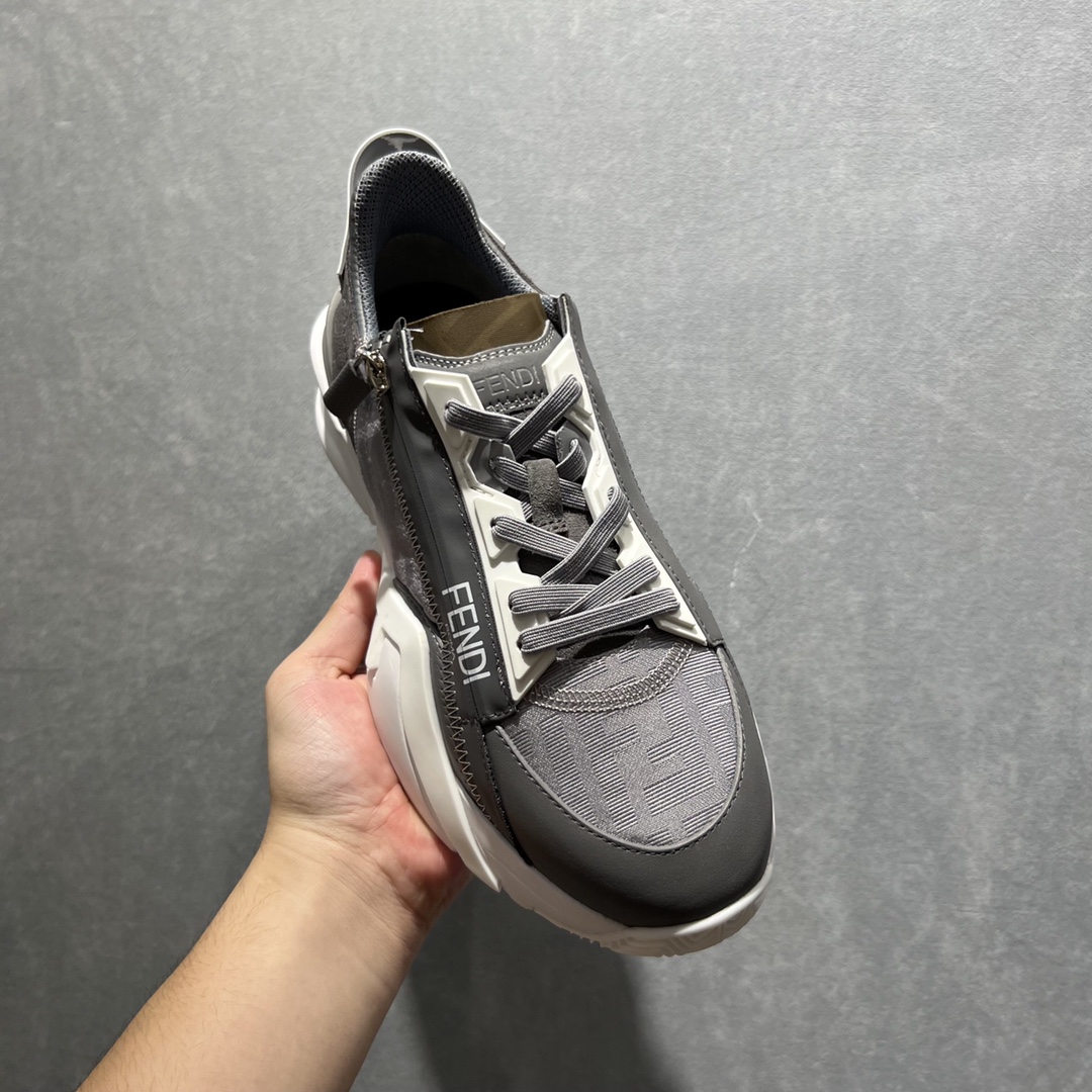 F**di FD Flow Sneakers Grey For Men 7E1392AD78F1FHF