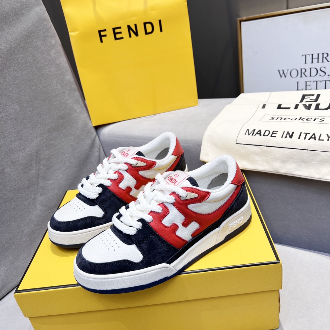 F**di FD Match Low Tops Sneakers Red And Black For Men