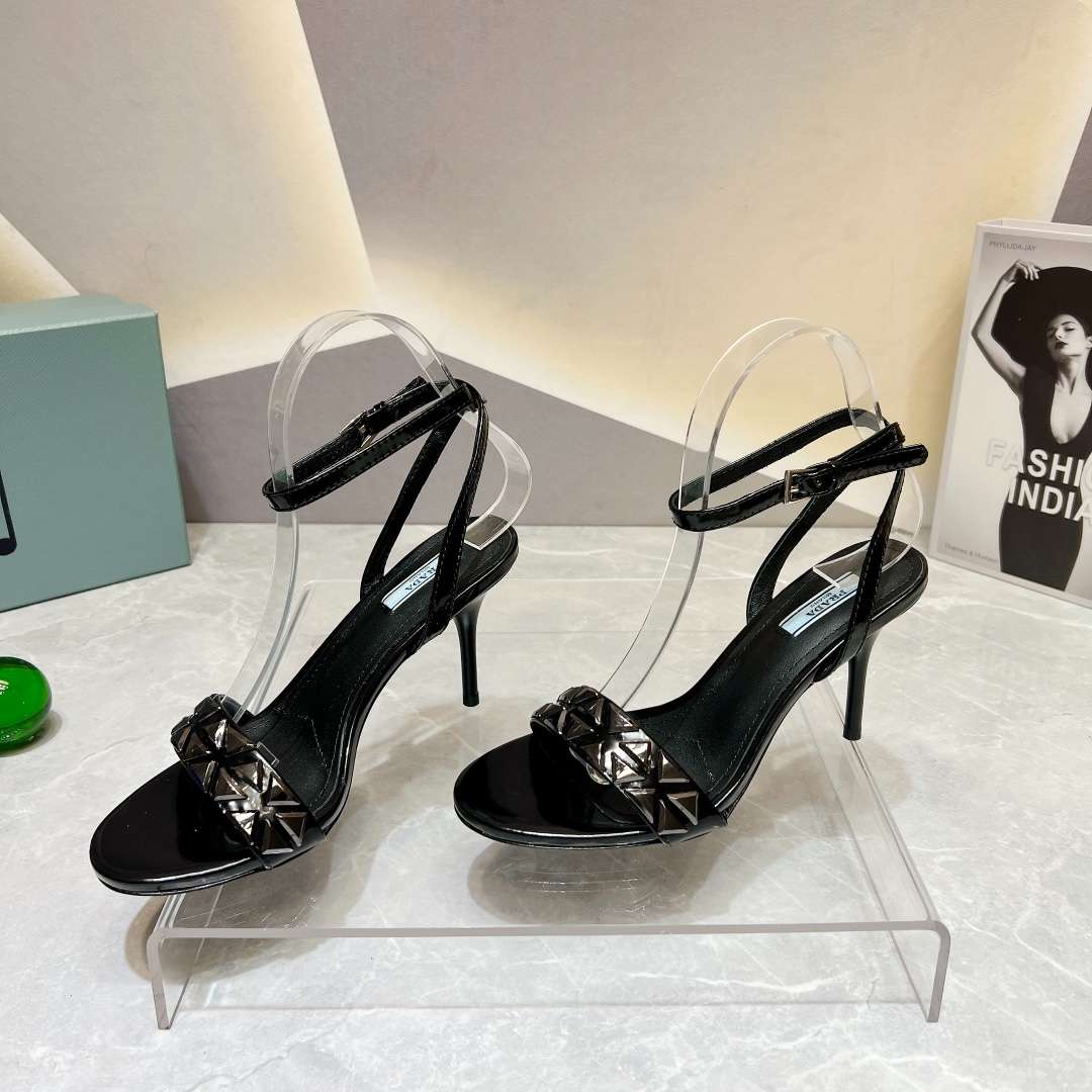 Pra*a Ankle Strap Pumps Black For Women