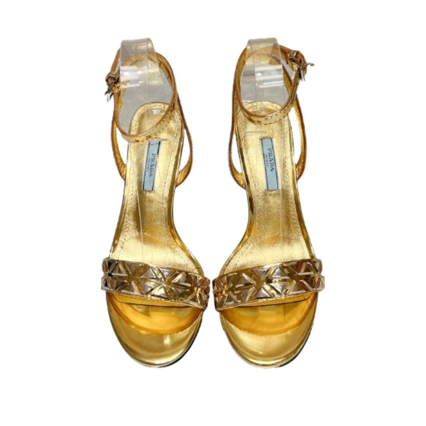 Pra*a Ankle Strap Pumps Gold For Women