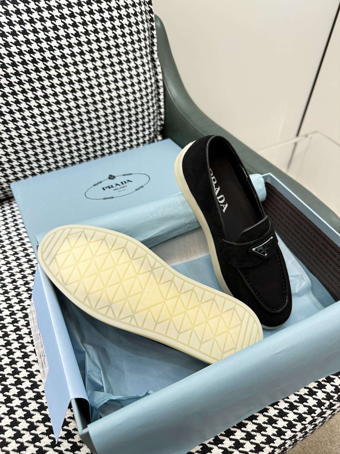 Pra*a Brushed Loafers Black For Women