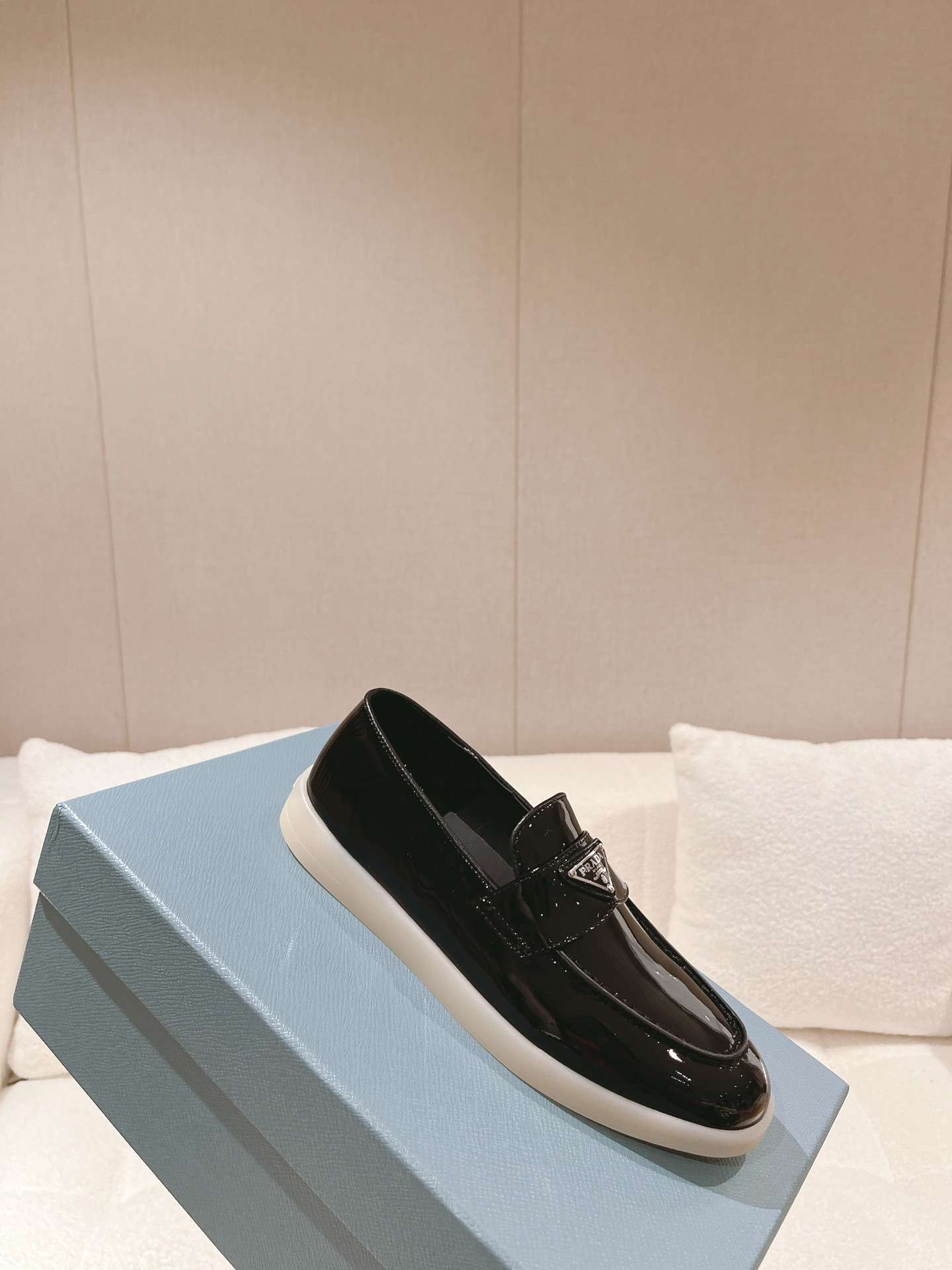 Pra*a Brushed Loafers Black For Women
