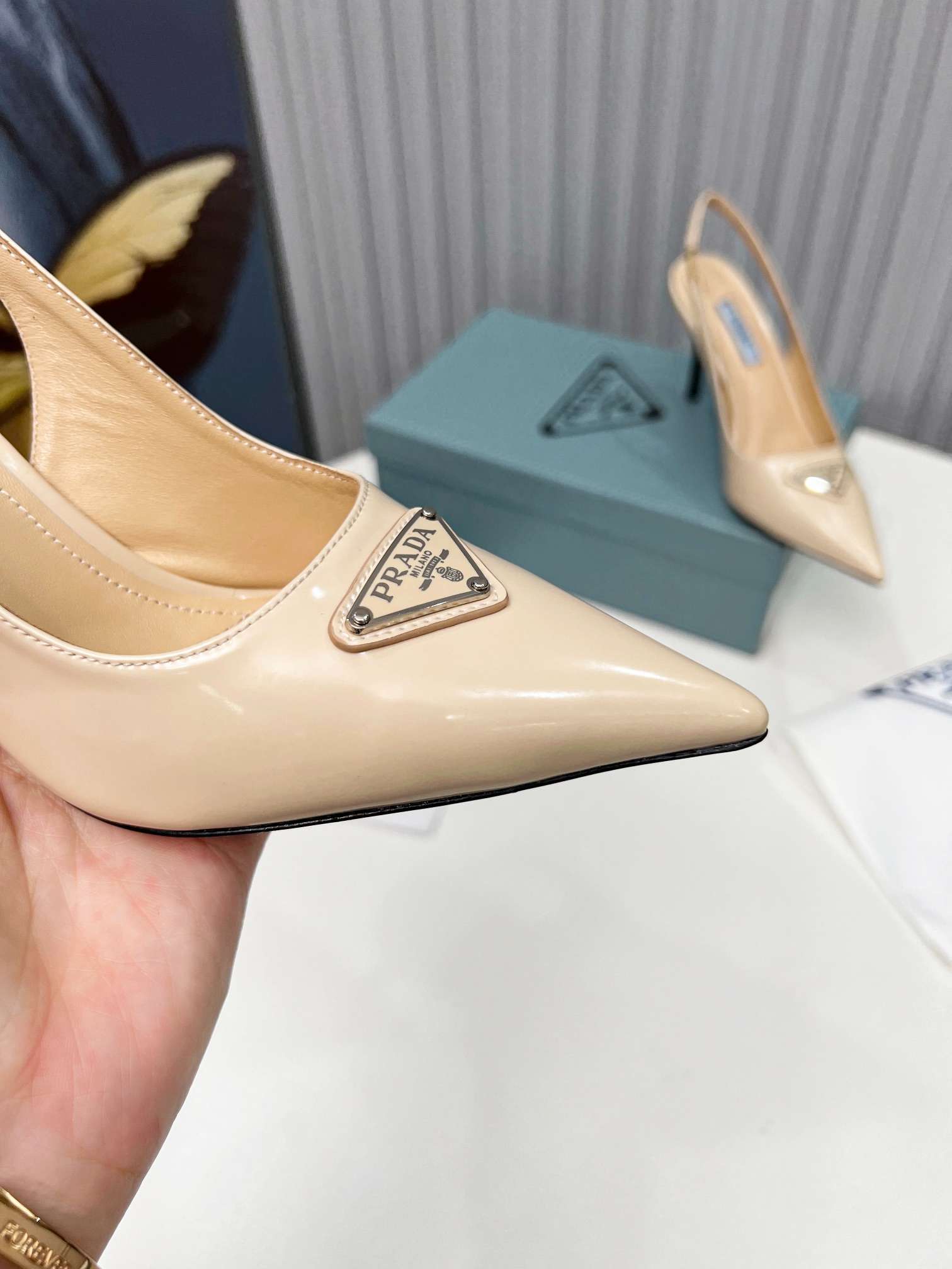 Pra*a Brushed Sling Pumps Cream For Women
