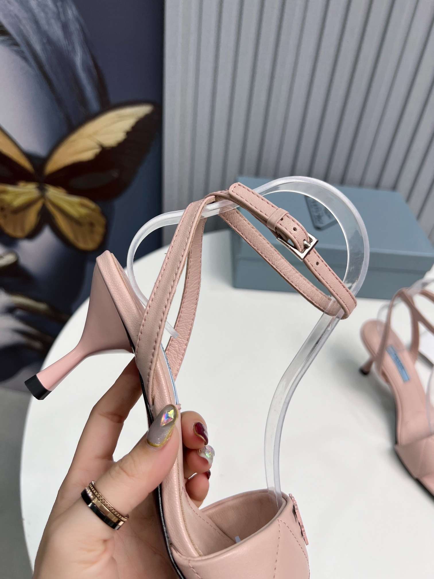 Pra*a Buckle Square Nose Pumps Light Pink For Women