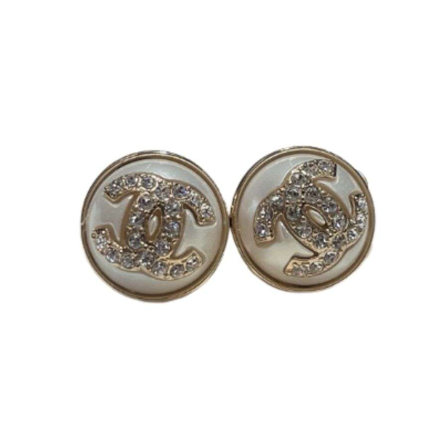 Ch**el CC Round Earrings White For Women