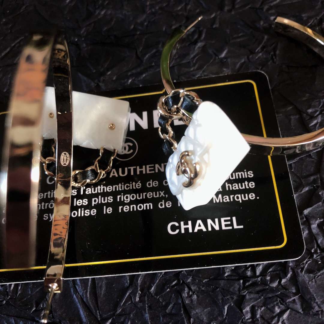 Ch**el Carrier Bag Earrings White For Women