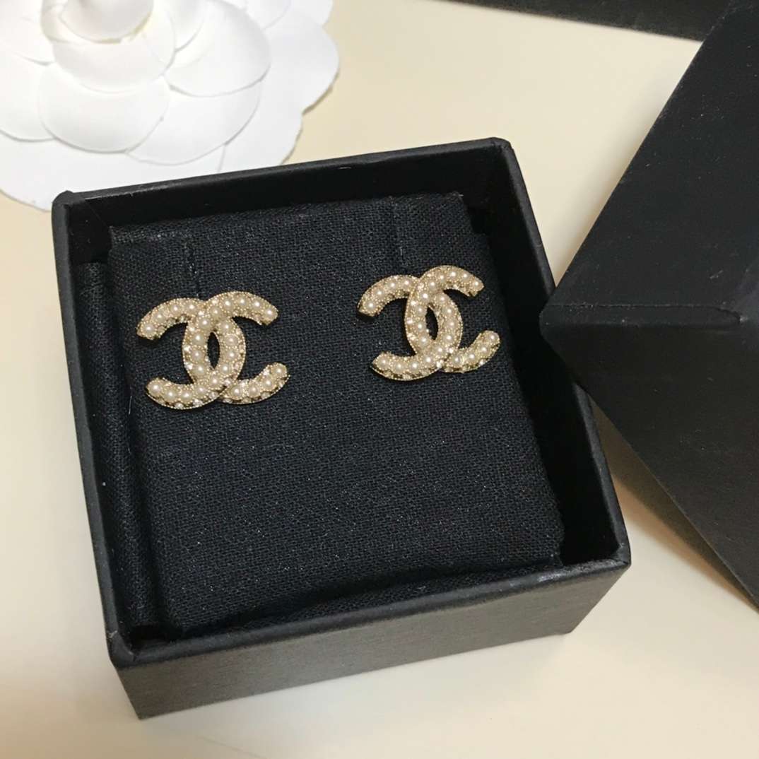 Ch**el Pearl Earrings Gold For Women