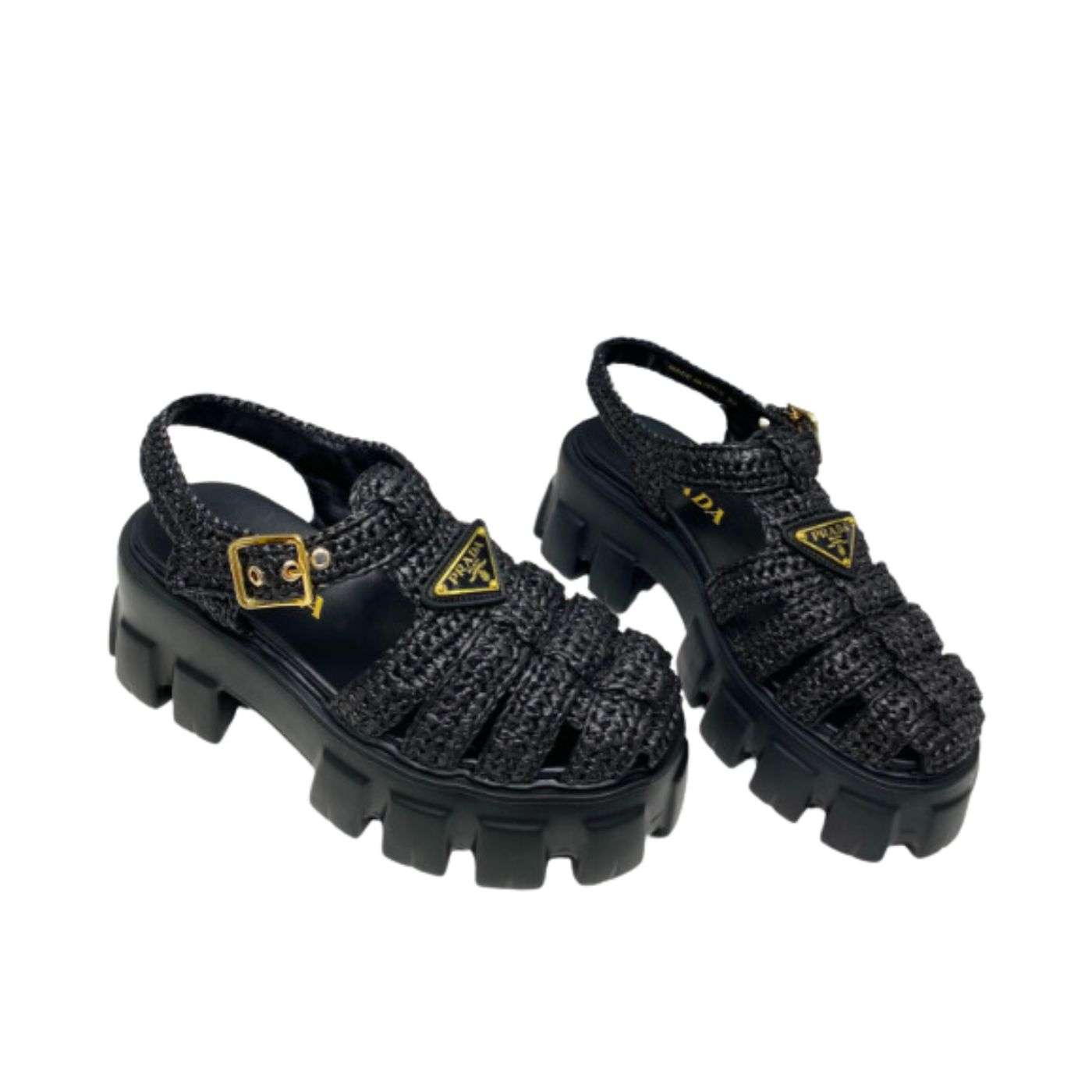 Pra*a Monolith Crochet Cage Sandals Black For Women