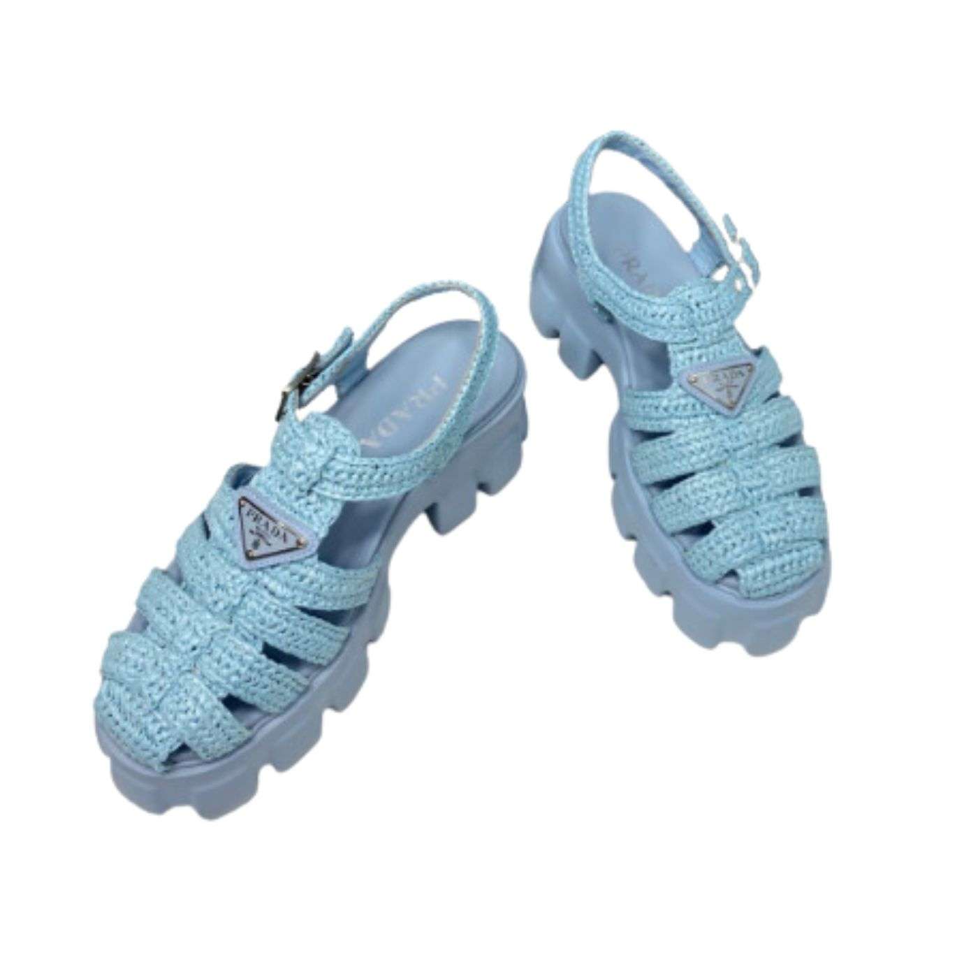 Pra*a Monolith Crochet Cage Sandals Blue For Women