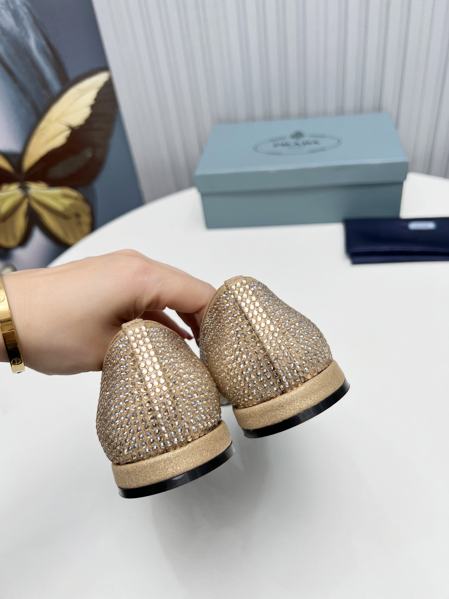Pra*a Patent Ballerinas Gold For Women