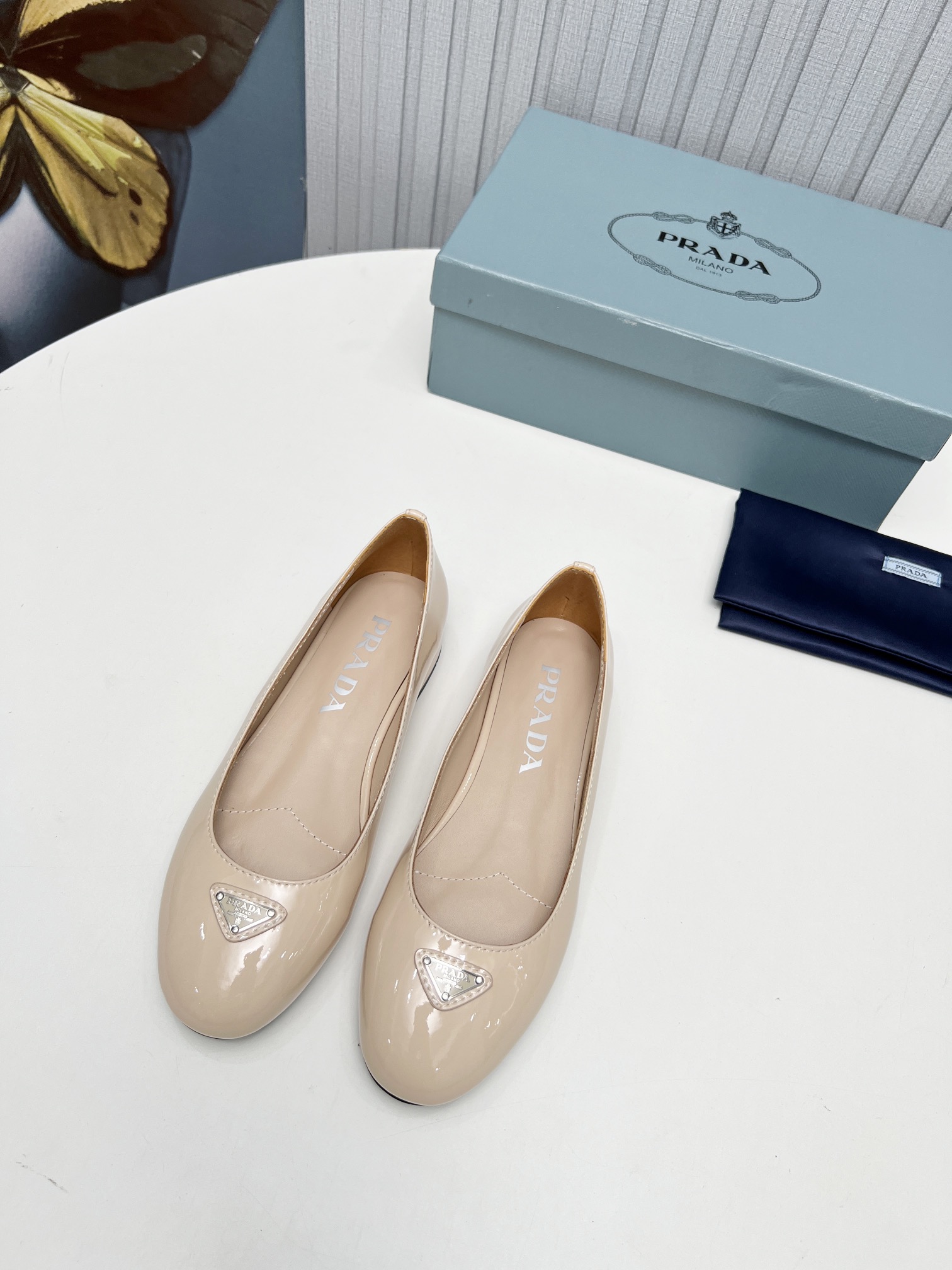 Pra*a Patent Ballerinas Pink For Women