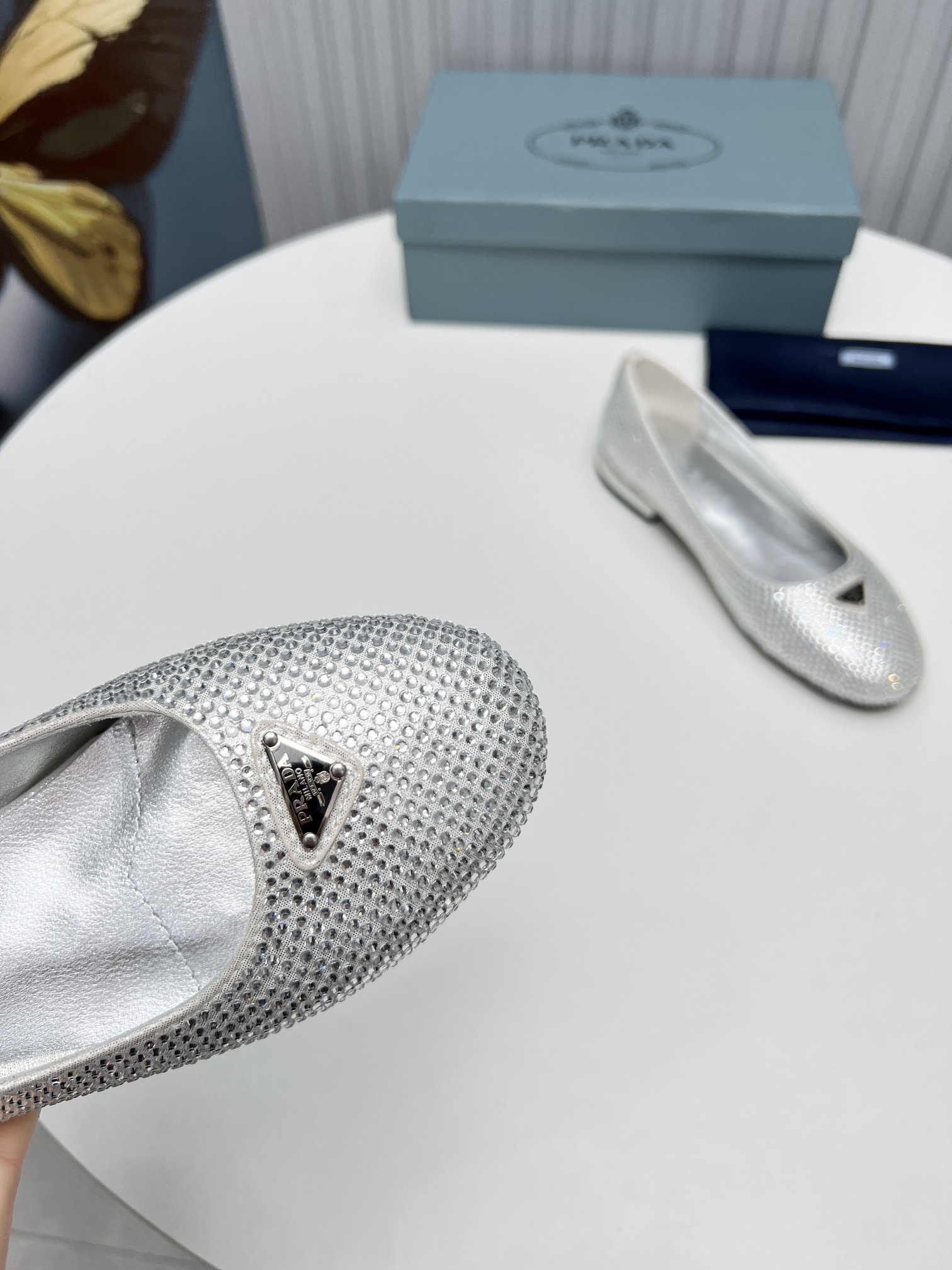 Pra*a Patent Ballerinas Silver For Women