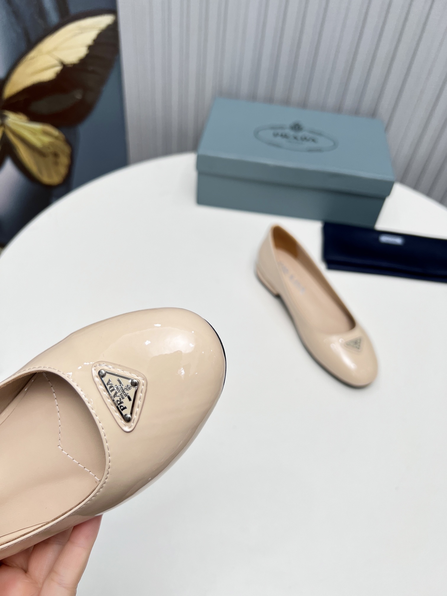 Pra*a Patent Ballerinas Pink For Women