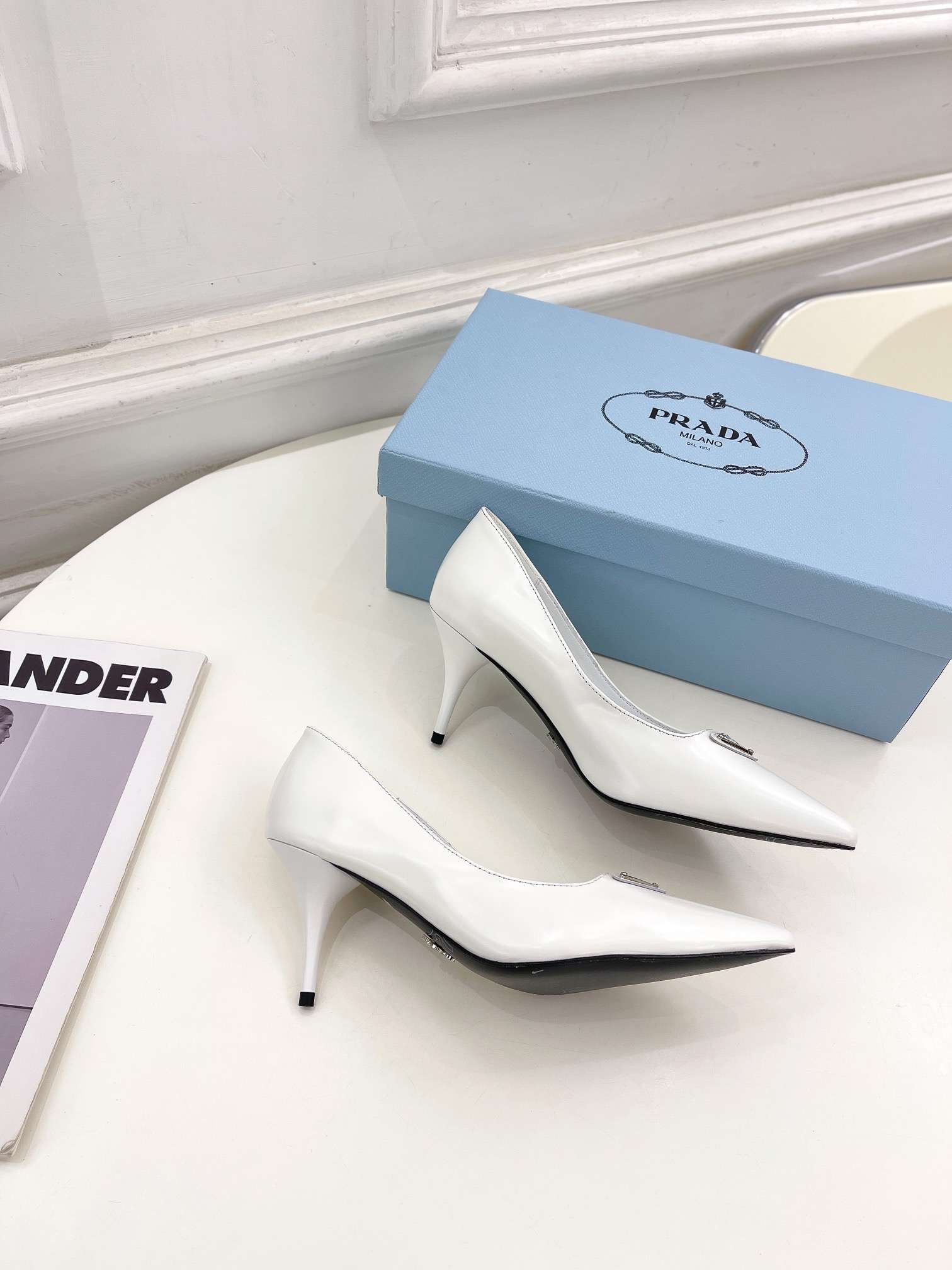 Pra*a Spike Pumps White For Women