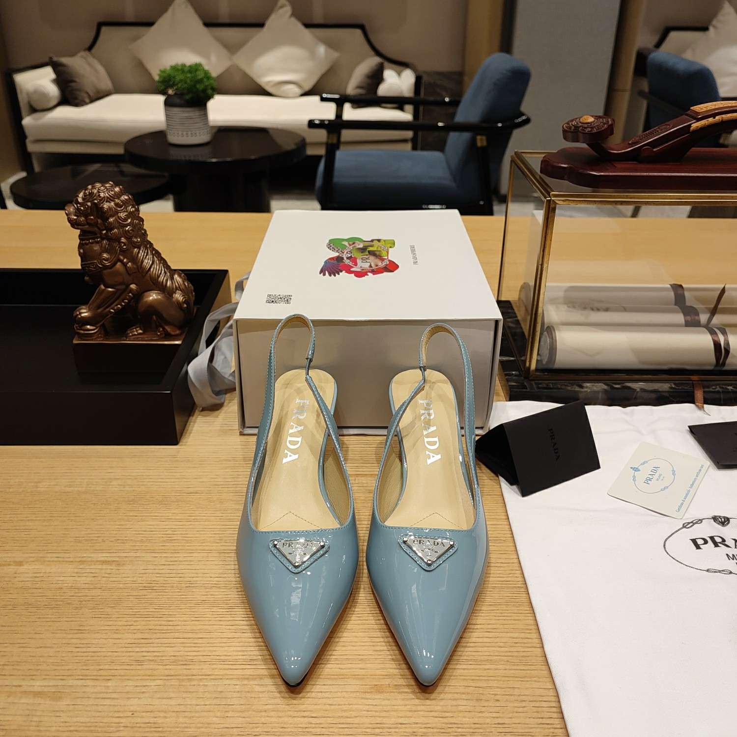 Pra*a Slingback Spike Pumps Blue For Women