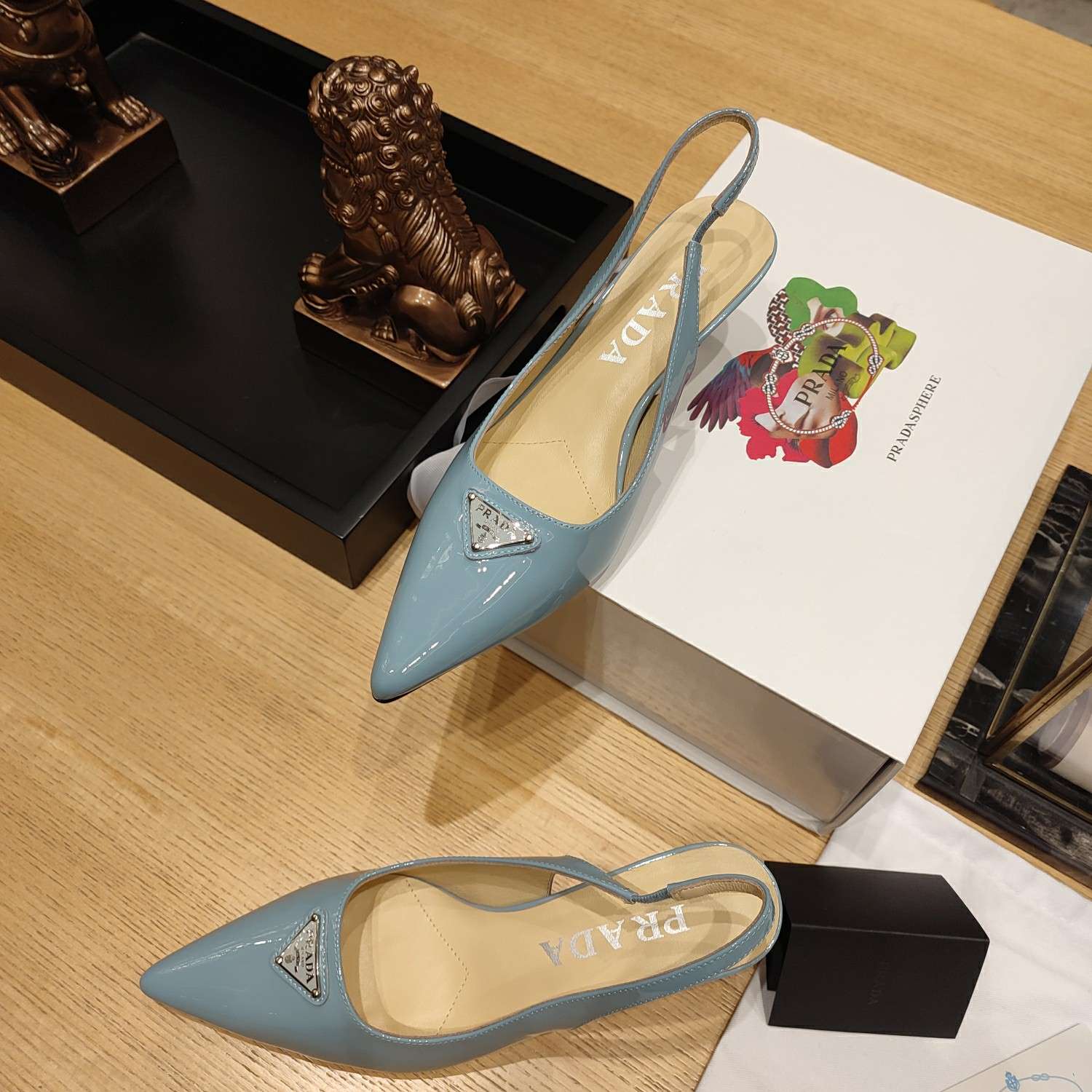 Pra*a Slingback Spike Pumps Blue For Women