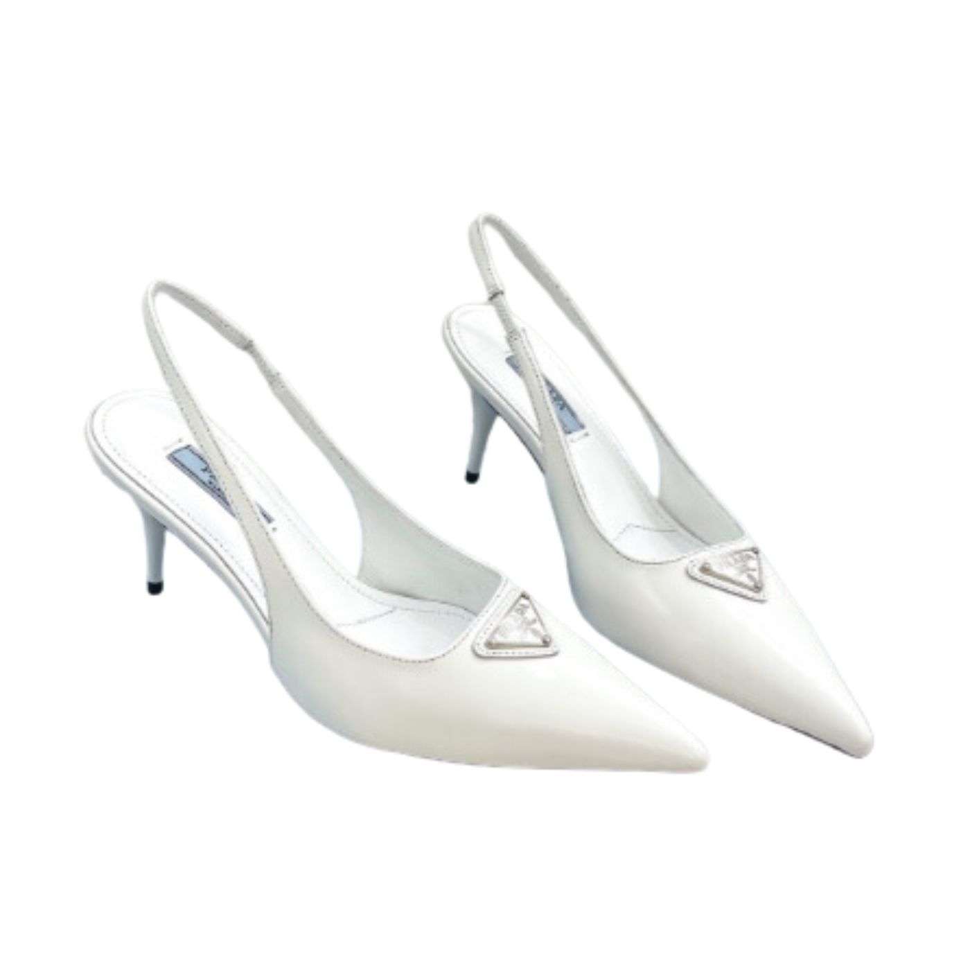Pra*a Slingback Spike Pumps White For Women