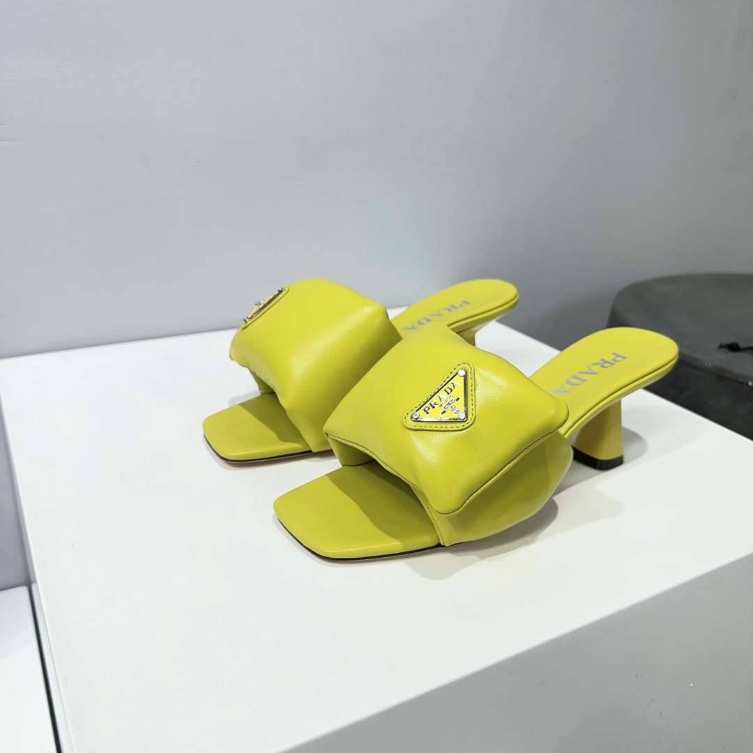 Pra*a Soft Padded Nappa Sandals Yellow For Women