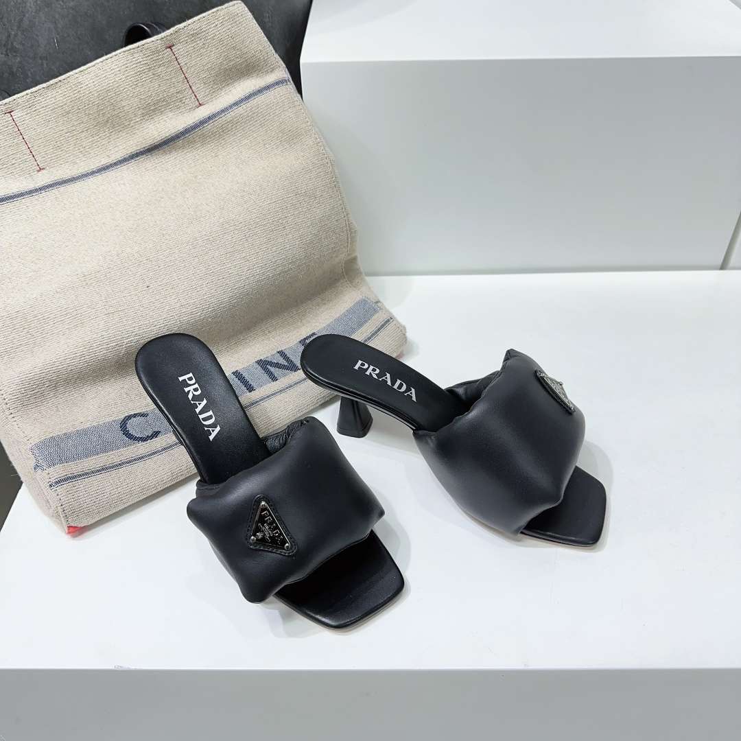 Pra*a Soft Padded Nappa Sandals Black For Women