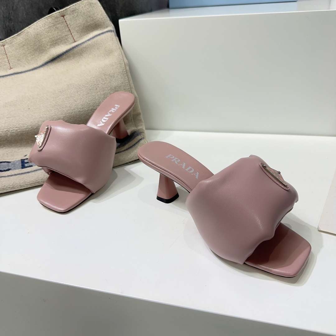 Pra*a Soft Padded Nappa Sandals Pink For Women