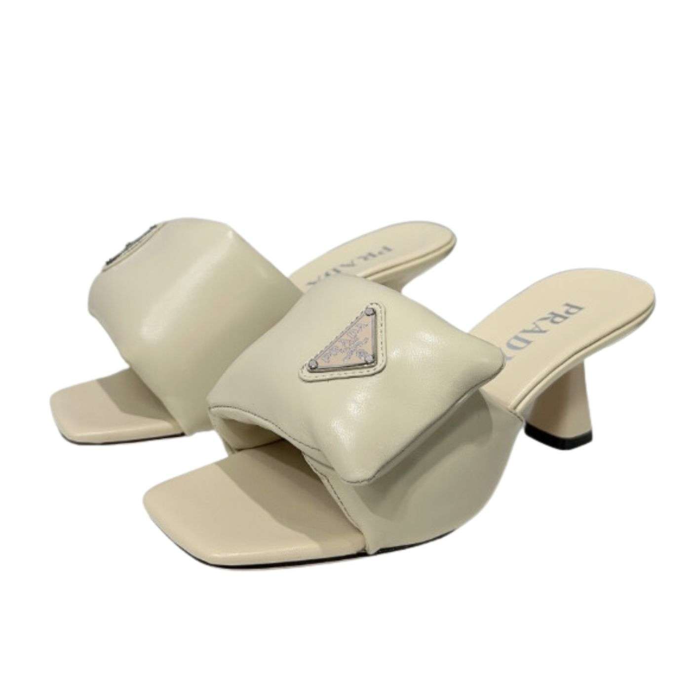 Pra*a Soft Padded Nappa Sandals Cream For Women