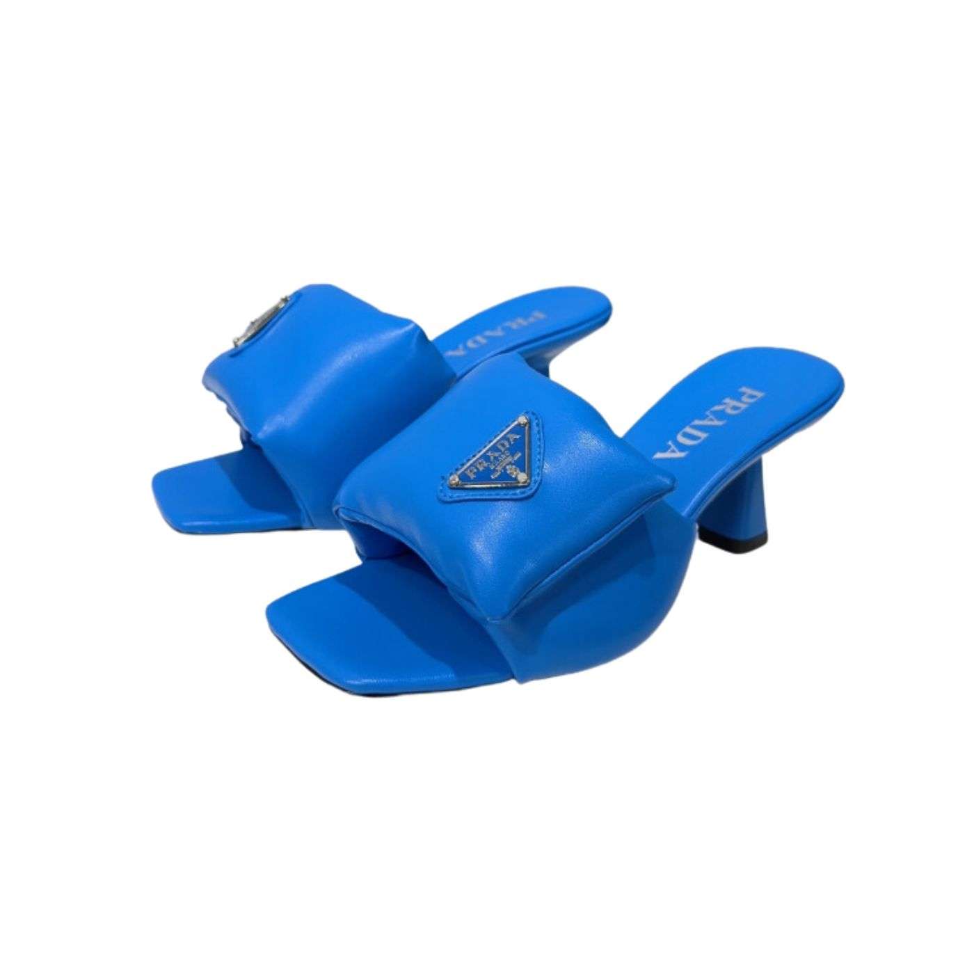 Pra*a Soft Padded Nappa Sandals Blue For Women