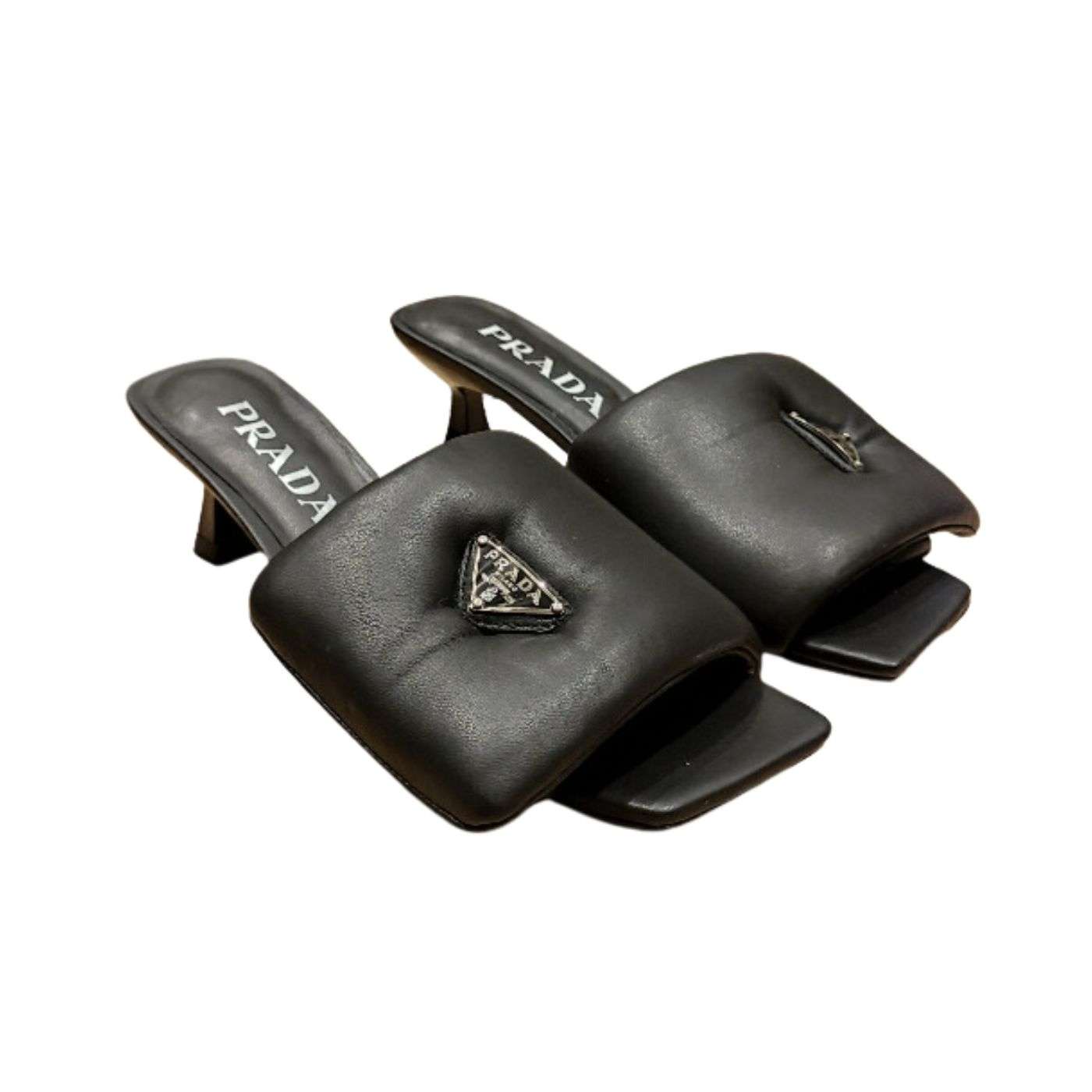 Pra*a Soft Padded Nappa Slides Black For Women