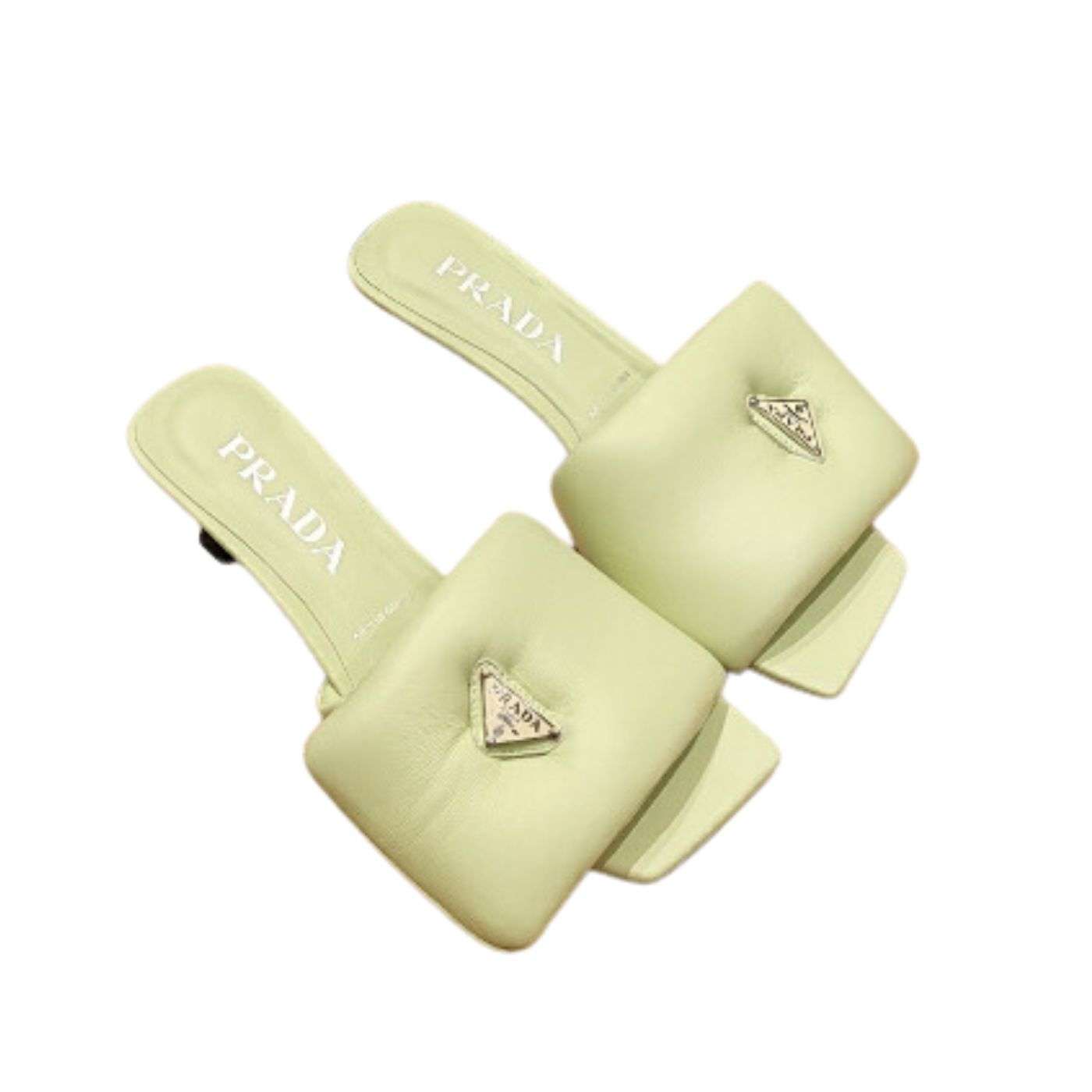 Pra*a Soft Padded Nappa Slides Beige For Women