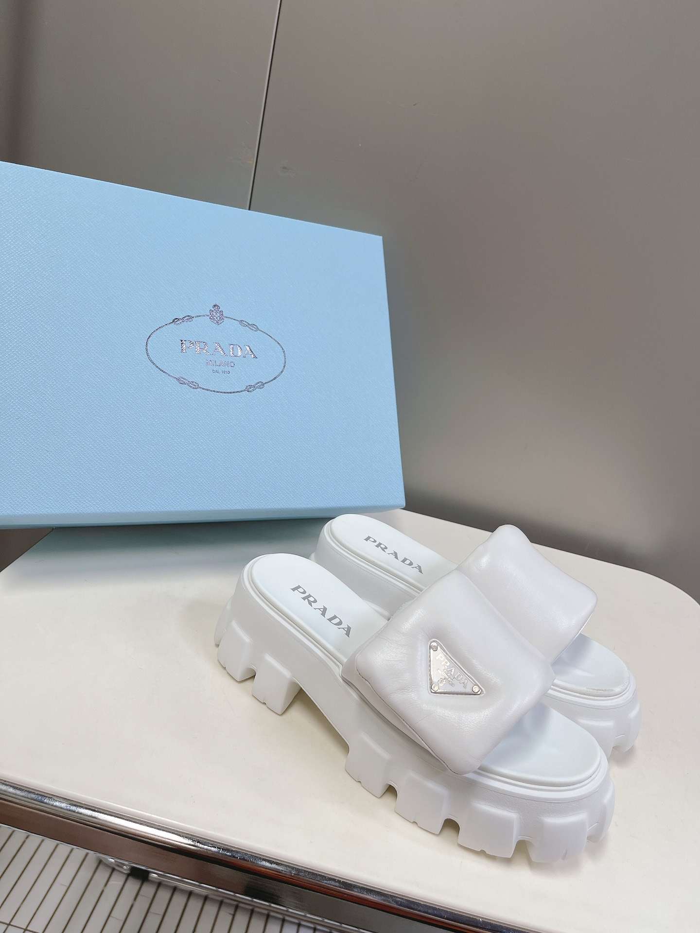 Pra*a Soft Padded Slides White For Women