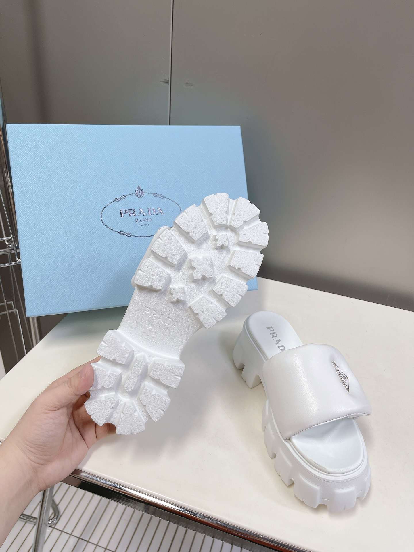 Pra*a Soft Padded Slides White For Women