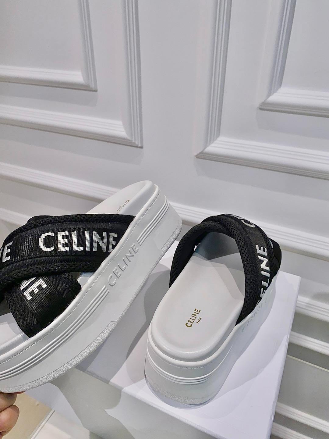 Ce1i*e Block Slide In Mesh And Textile With Ce1i*e Jacquard White For Women