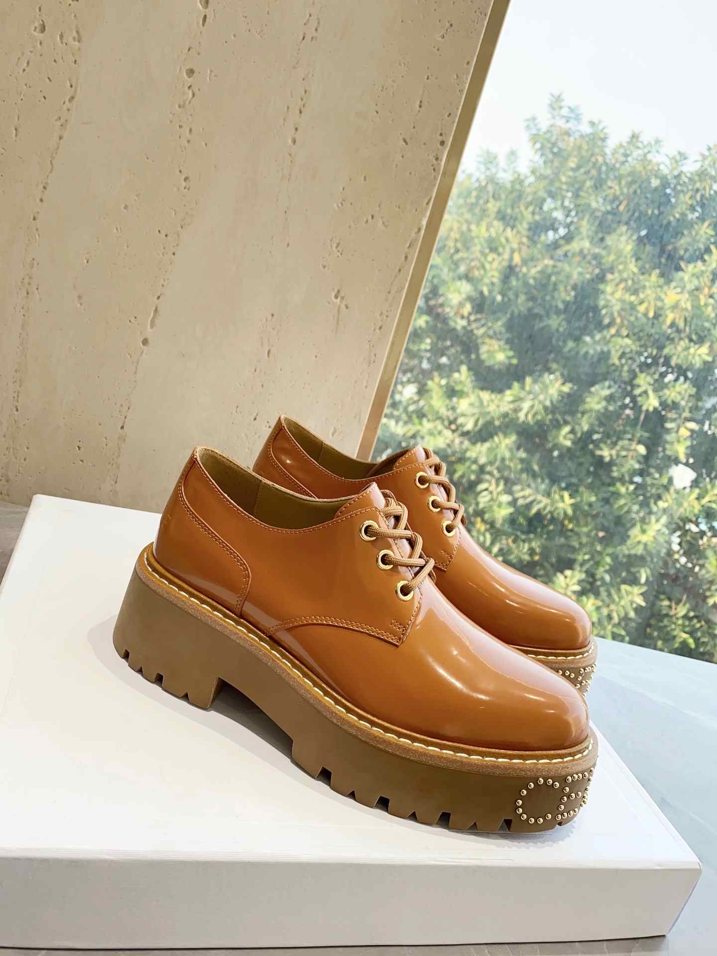 Ce1i*e Bulky Derby With Studded Outsole Brown For Women