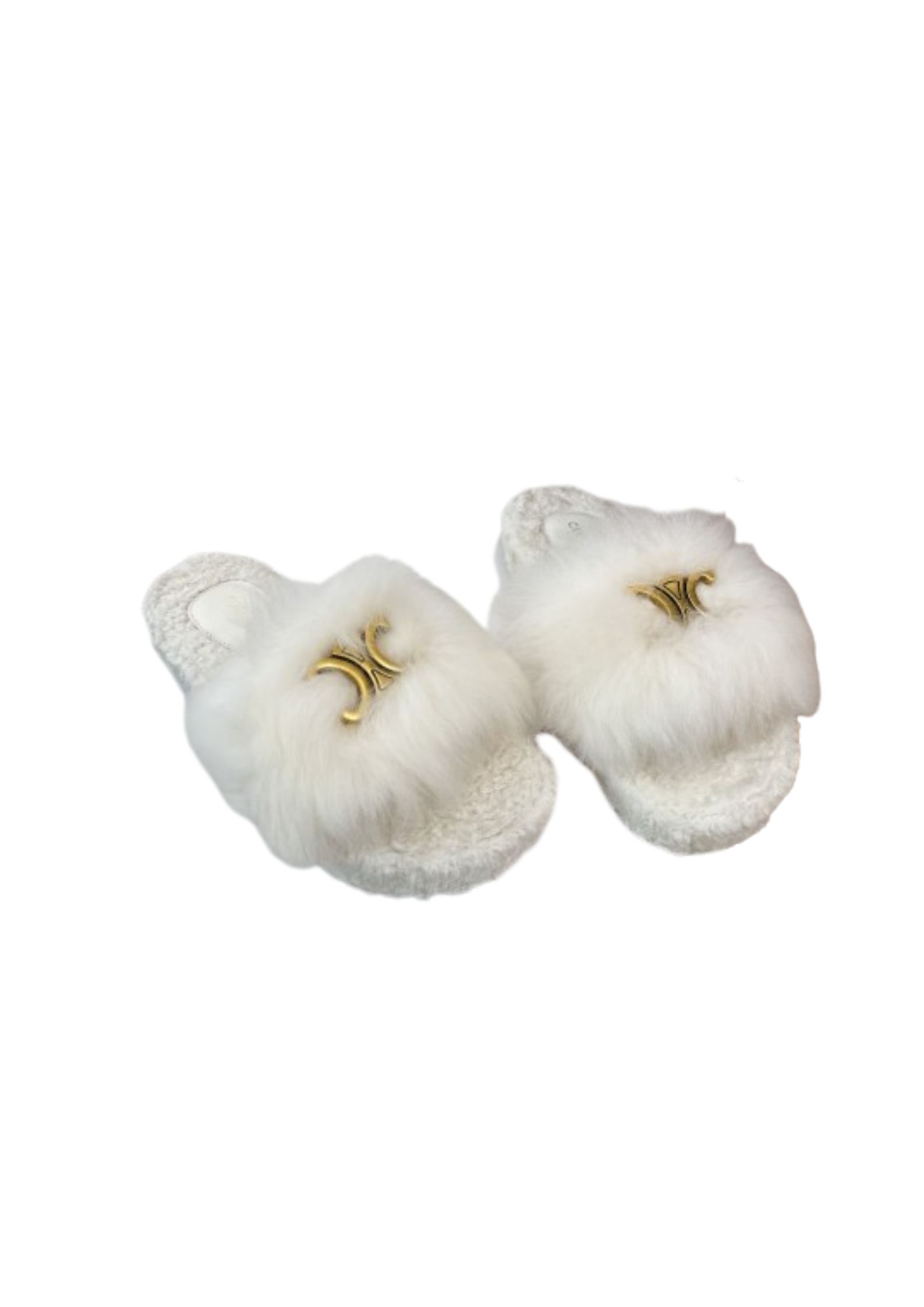 Ce1i*e Clea Triomphe Slide With Fur White For Women