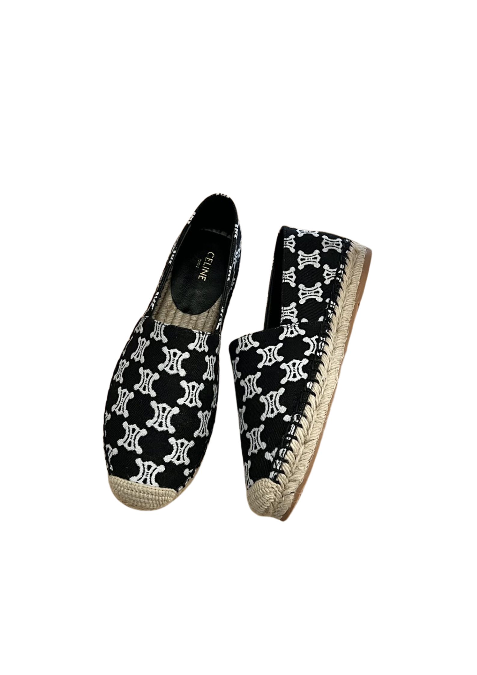 Ce1i*e Flat Espadrille With Triomphe Signature In Triomphe Canvas Black For Women