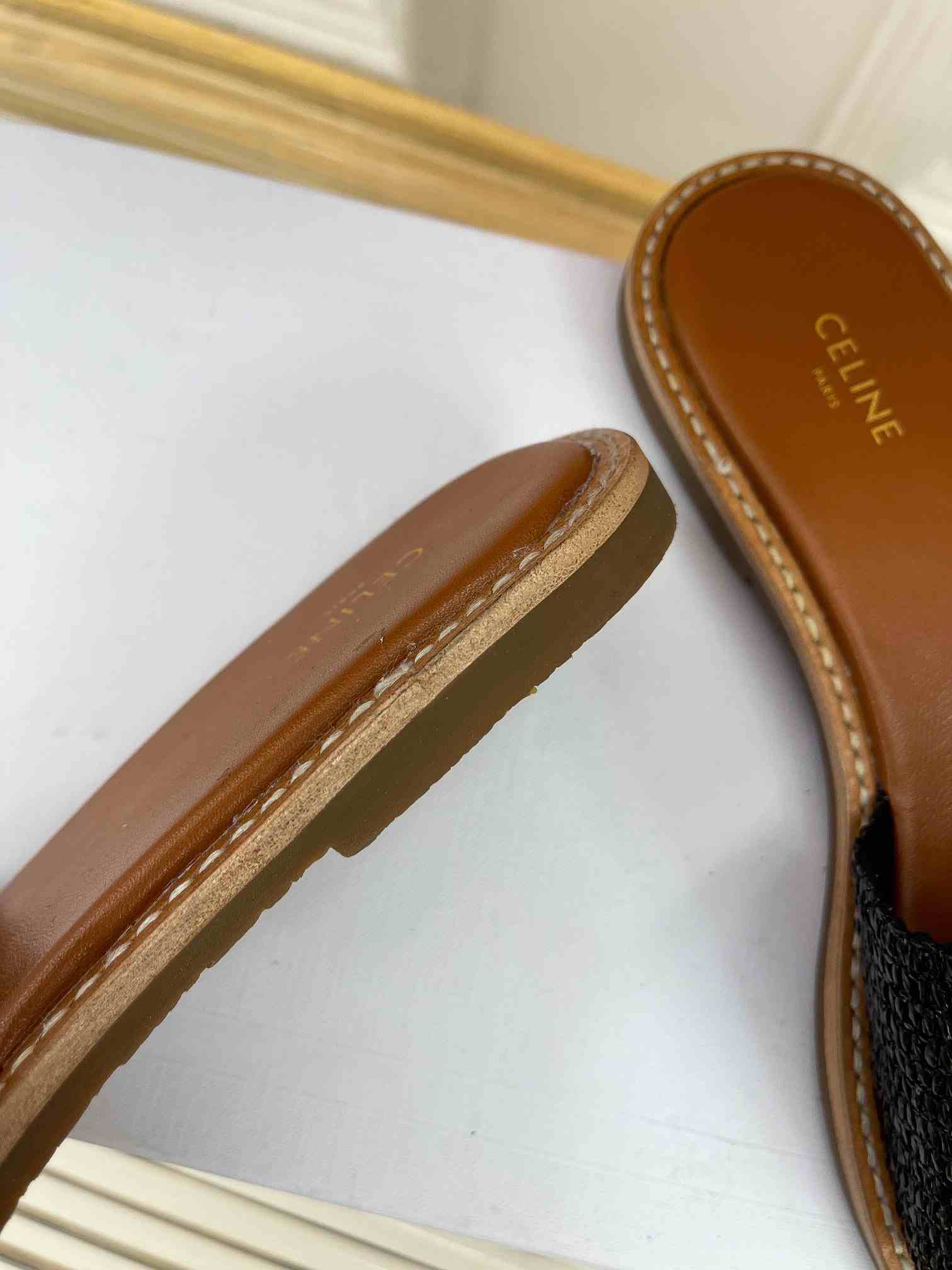 Ce1i*e Lympia Flat In Raffia Black For Women