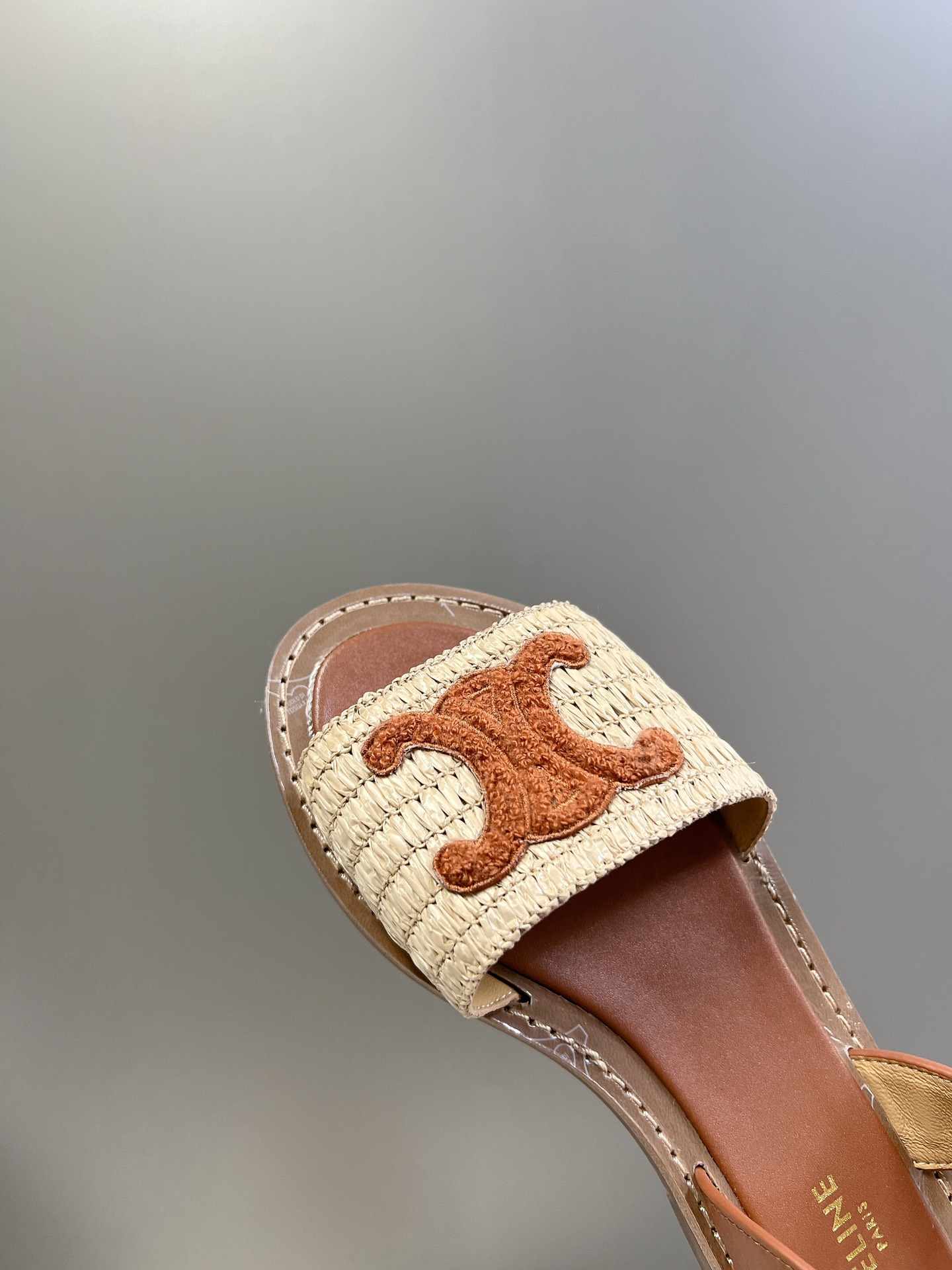 Ce1i*e Lympia Flat Strap Sandal In Raffia Brown For Women