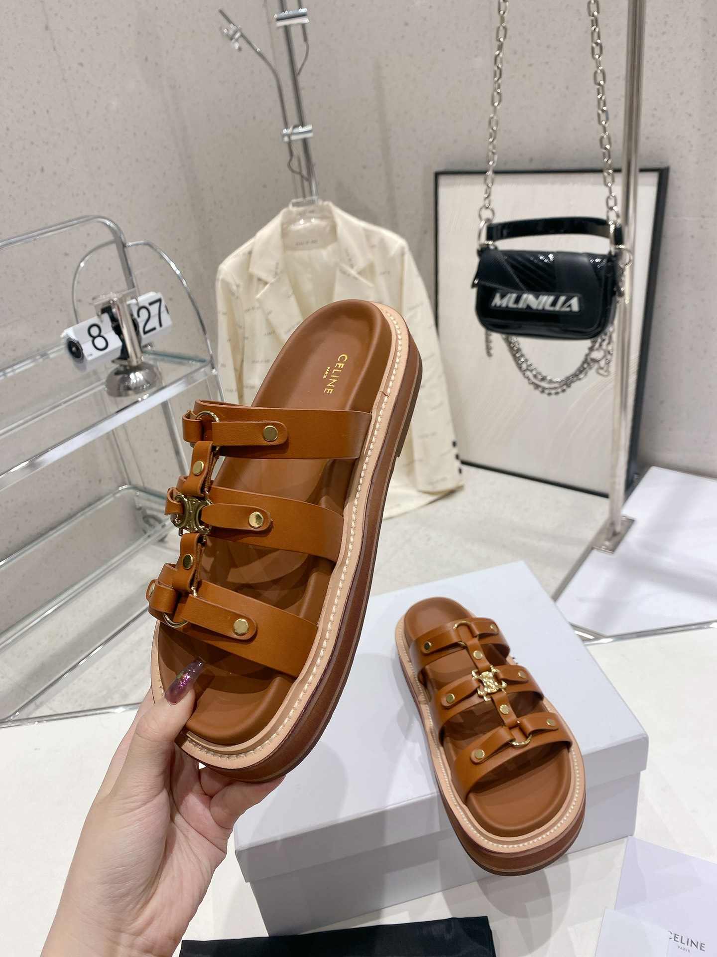 Ce1i*e Slides Tippi Brown For Women 357283766C.04LU