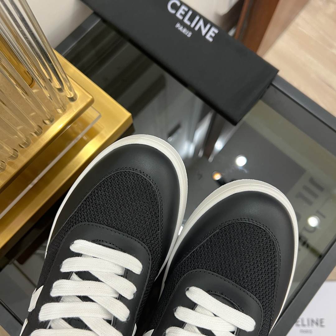 Ce1i*e Tennis Sneakers And Laminated Black And White For Women