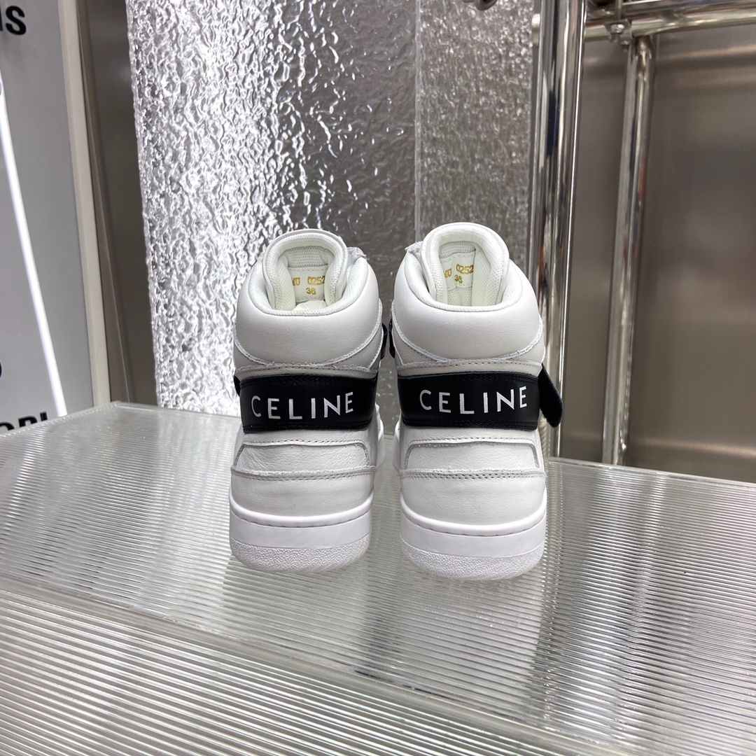 Ce1i*e Trainer High Sneaker With Scratch White And Black For Women