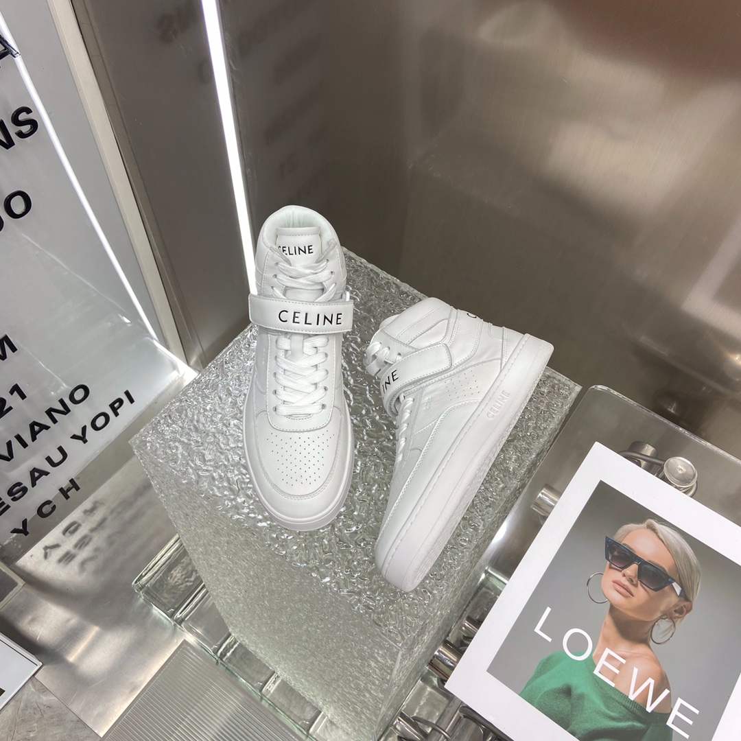 Ce1i*e Trainer High Sneaker With Scratch White For Women