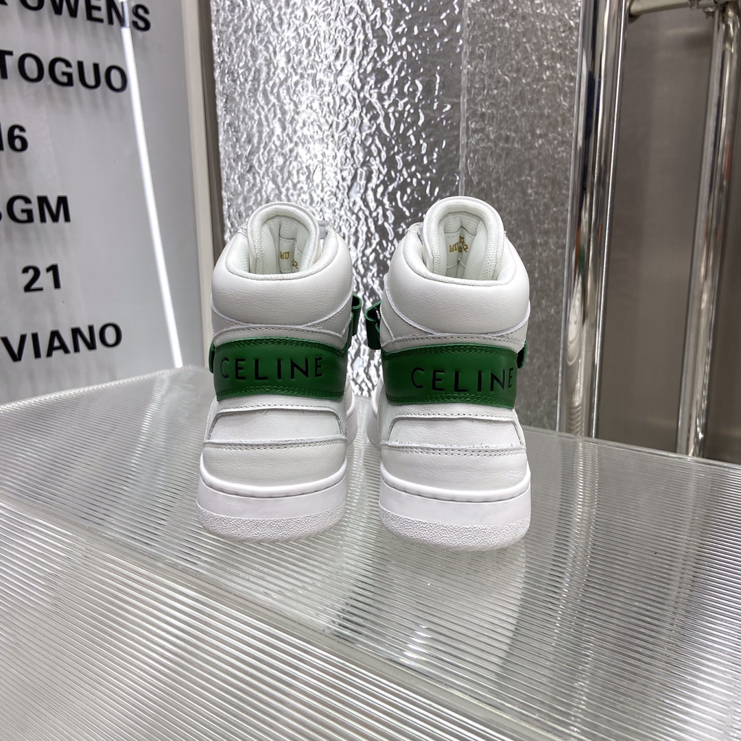 Ce1i*e Trainer High Sneaker With Scratch White And Green For Women