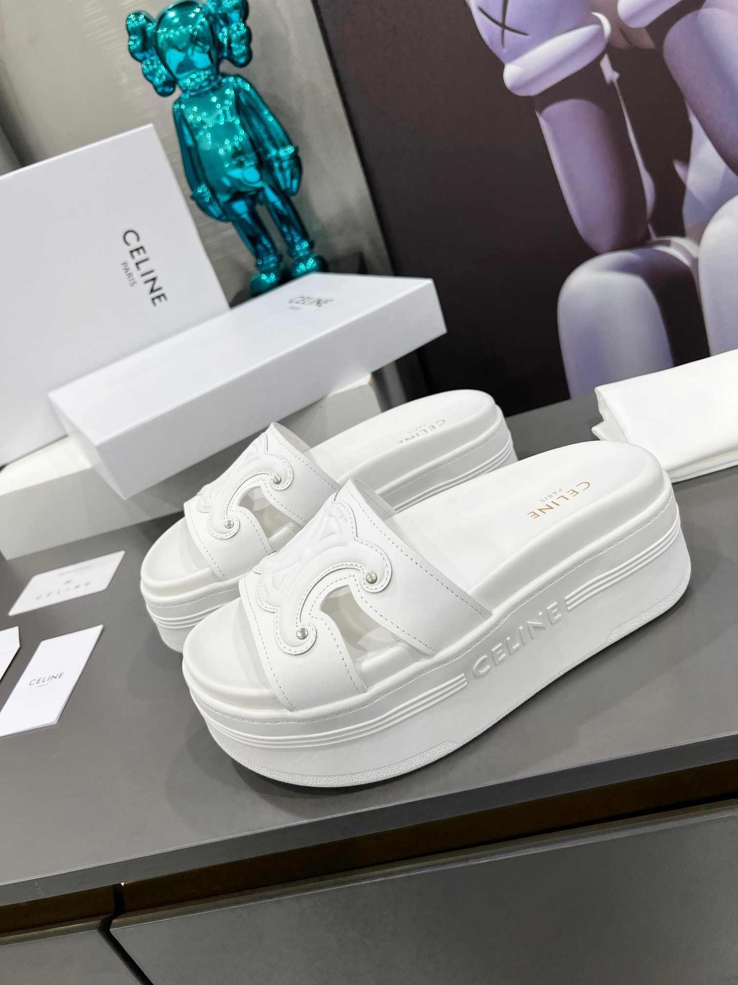 Ce1i*e Triomphe Block Slide White For Women