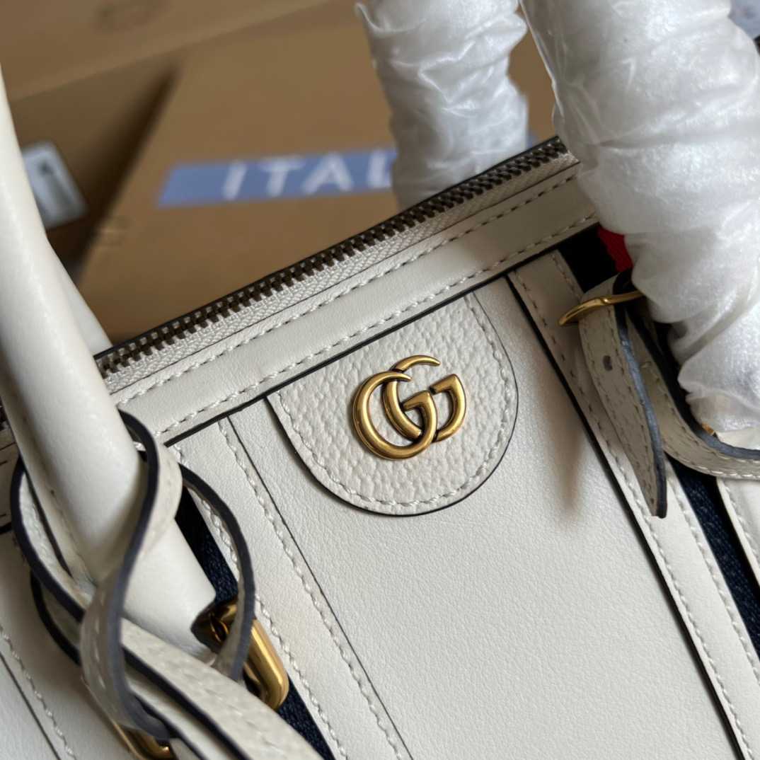 Gvc*1 Double G-Detailed Smooth Small Handbag White/Grey/Brown For Men 10.6 in/ 27 cm