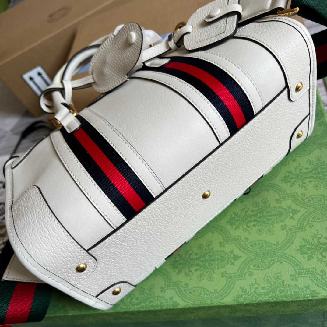 Gvc*1 Double G-Detailed Smooth Small Handbag White/Grey/Brown For Men 10.6 in/ 27 cm