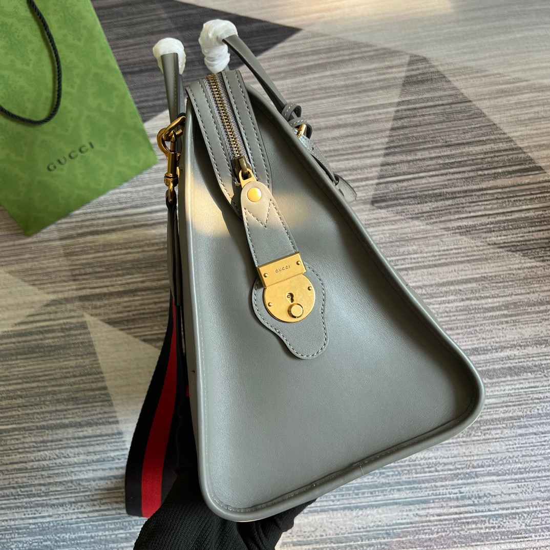 Gvc*1 Double G-Detailed Smooth Large Handbag Grey/Brown/White For Men 15.7 in/ 40 cm ‎